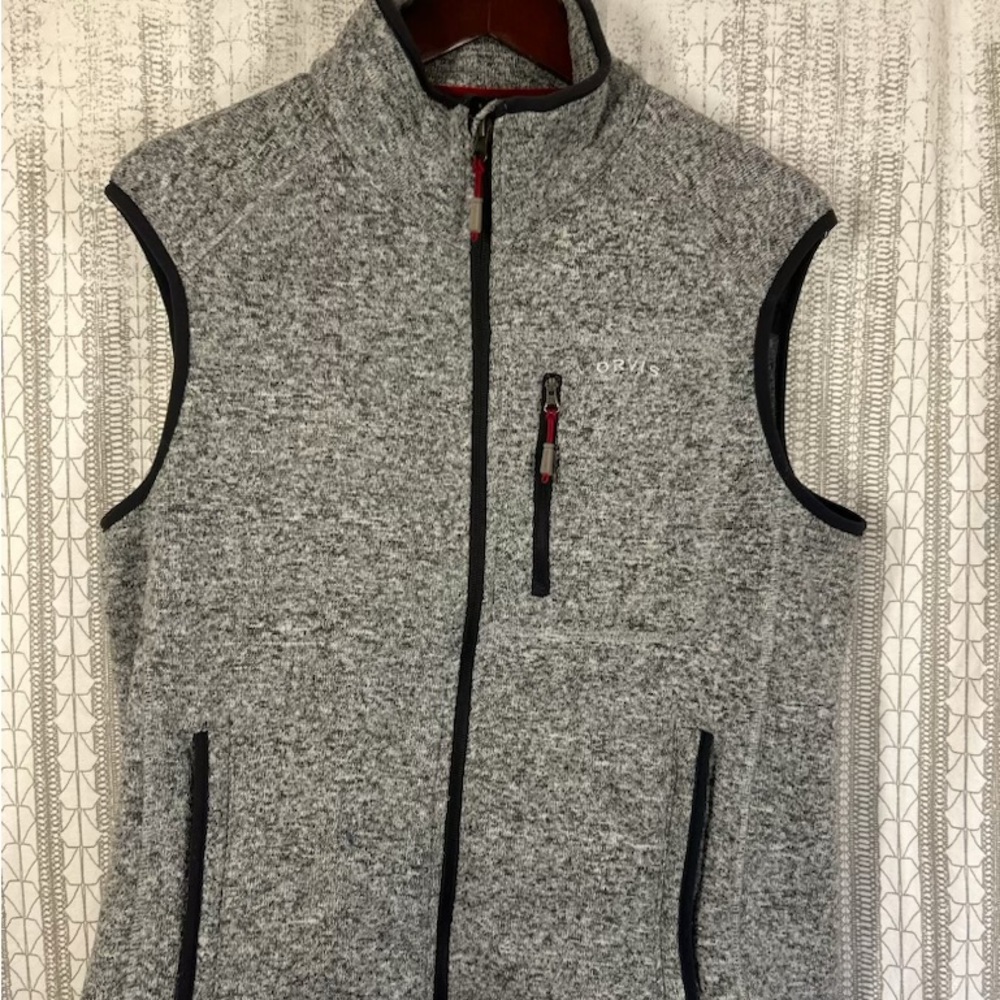 Orvis Gray Fleece Vest with Colorful Embroidered Fly